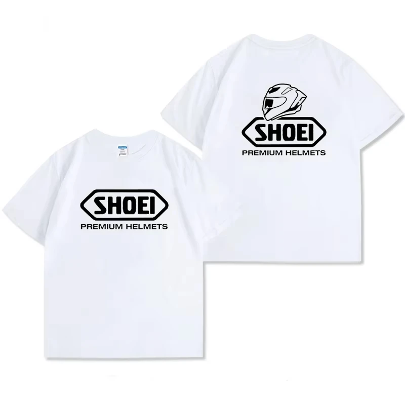 New Shoei Motorcycle Helmet T Shirt Pure Cotton Riding Recommended Size S 4XL Heavyweight Streetwear Top