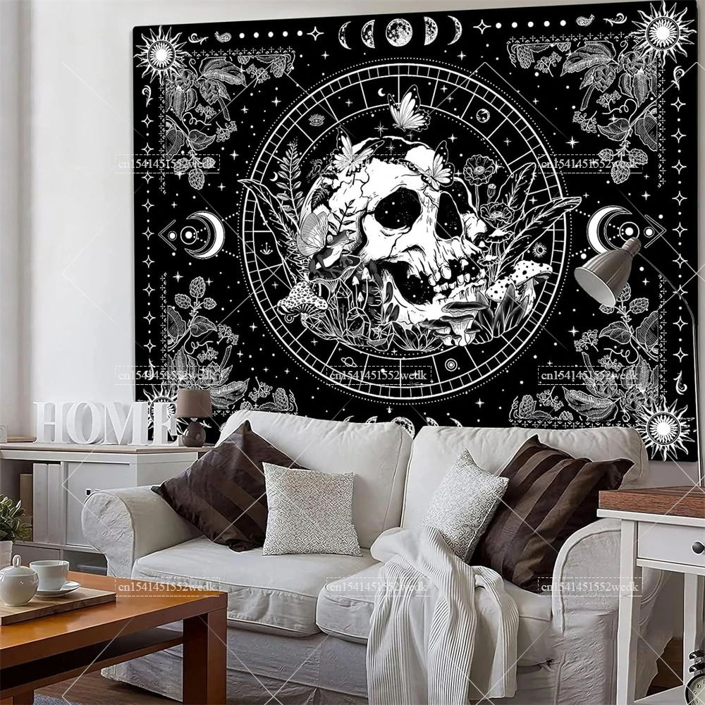 Wall Art Gothic Wall Tapestry Grunge Room Decor Skull Butterfly