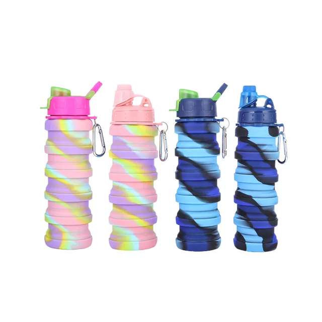 500ml Outdoor Sports Silicone Folding Cup Food-Grade Bicycle Water Bottle Expandable Cup Direct Drinking Water 6