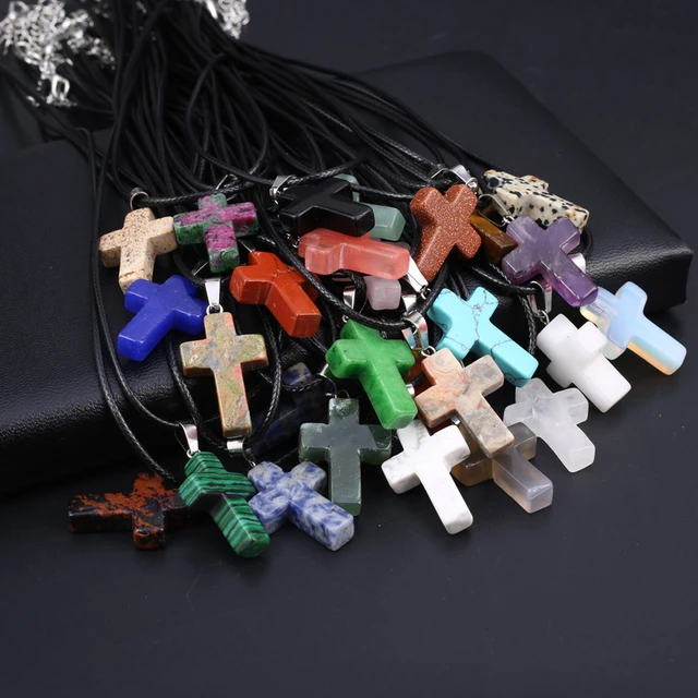 Cross Shape Pendant Natural Stone Agates Charms Jaspers Quartz Cross Beads  for Jewelry Making Bracelet DIY Earrings 18x26mm - AliExpress