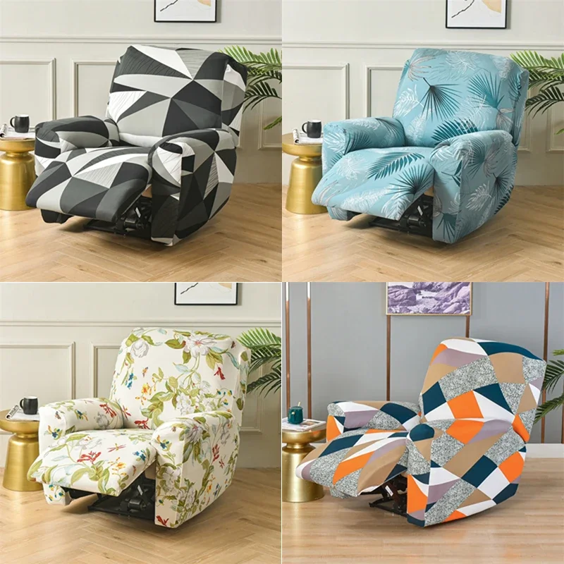 

4 Pieces Split Flower Recliner Sofa Cover for Living Room Elastic Reclining Chair Covers Lazy Boy Armchair Protector Slipcovers