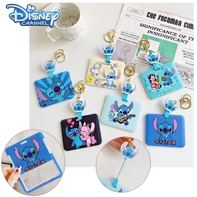 Disney Stitch Card Sleeve New Cute Cartoon Portable Students Meal Campus Bus Subway Card Hanging School Bag Case for Gift