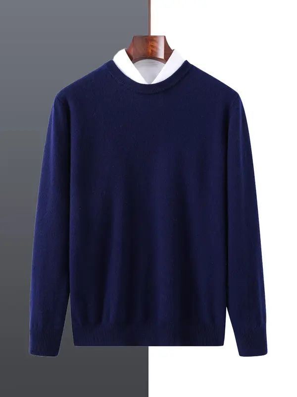 Basic 100% Merino Wool Men's Sweater Autumn Winter Male Knitted Pullover Long Sleeve Clothing Tops Cashmere Blouse O-Neck Fleece - Image 7