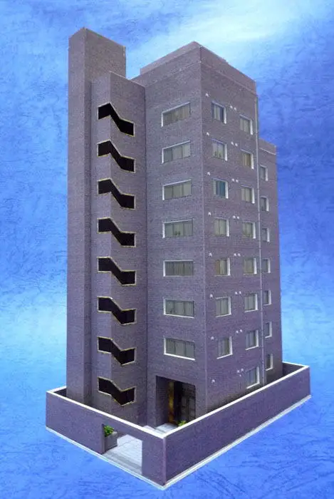 1:150 N-Scale Japanese Building Diorama scene 3D Paper Model DIY Handmade Ornaments high-rise apartment building