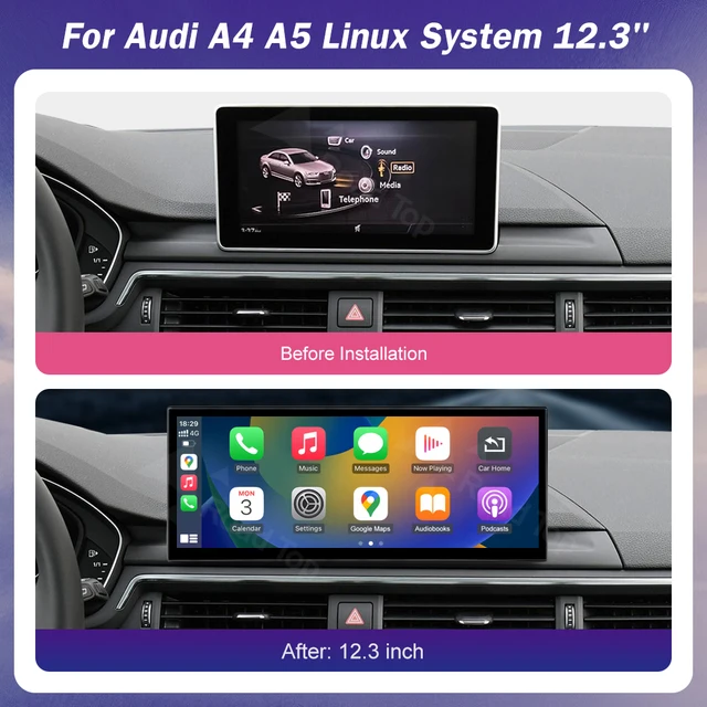 Nouveau Design sans fil CarPlay voiture multimédia pour Audi A4 A5 2016-2019 Support Airplay caméra Radio GPS voiture lecteur écran 1