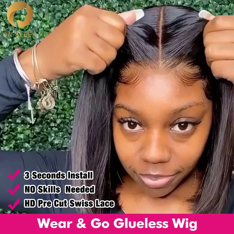 

Glueless Wig Straight Bob Wig Lace Closure Natural Hairline Pre Plucked Human Wigs Wear And Go Human Hair Pre Cut Wigs Brazilian