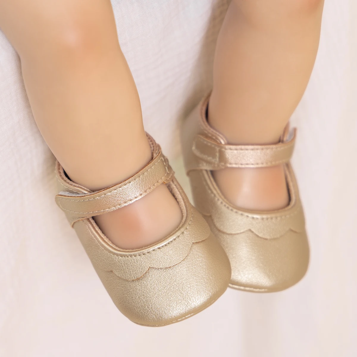 KIDSUN Baby Girls Shoes Newborn First Walkers Rubber Sole Anti-slip Toddler Princess Shoes Party Wedding Baby Girl Crib Shoes 6