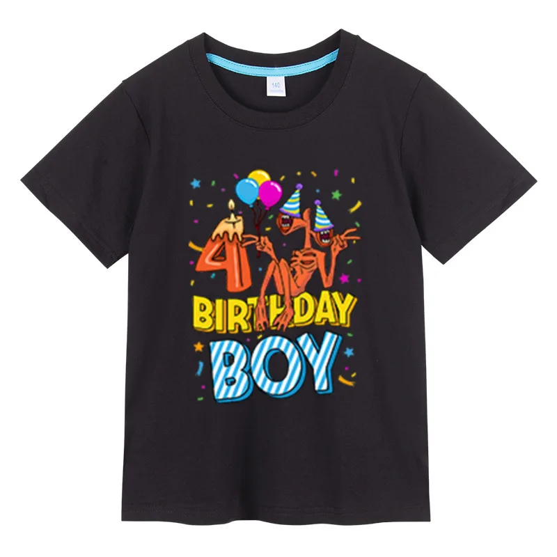 

Summer Siren Head Birthday T-shirt Kids Cartoon Short sleeve T-shirt Cotton 100% Kids Clothing Tops Suitable for Boy T-shirt