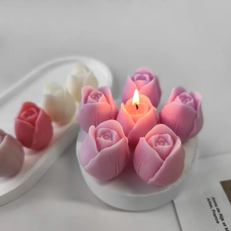 3D Tulip Candle Mold Handmade DIY Flower Soap Silicone Resin Mold Concrete Molds Candle Making Supplies Cake Baking Mould silicone mold
