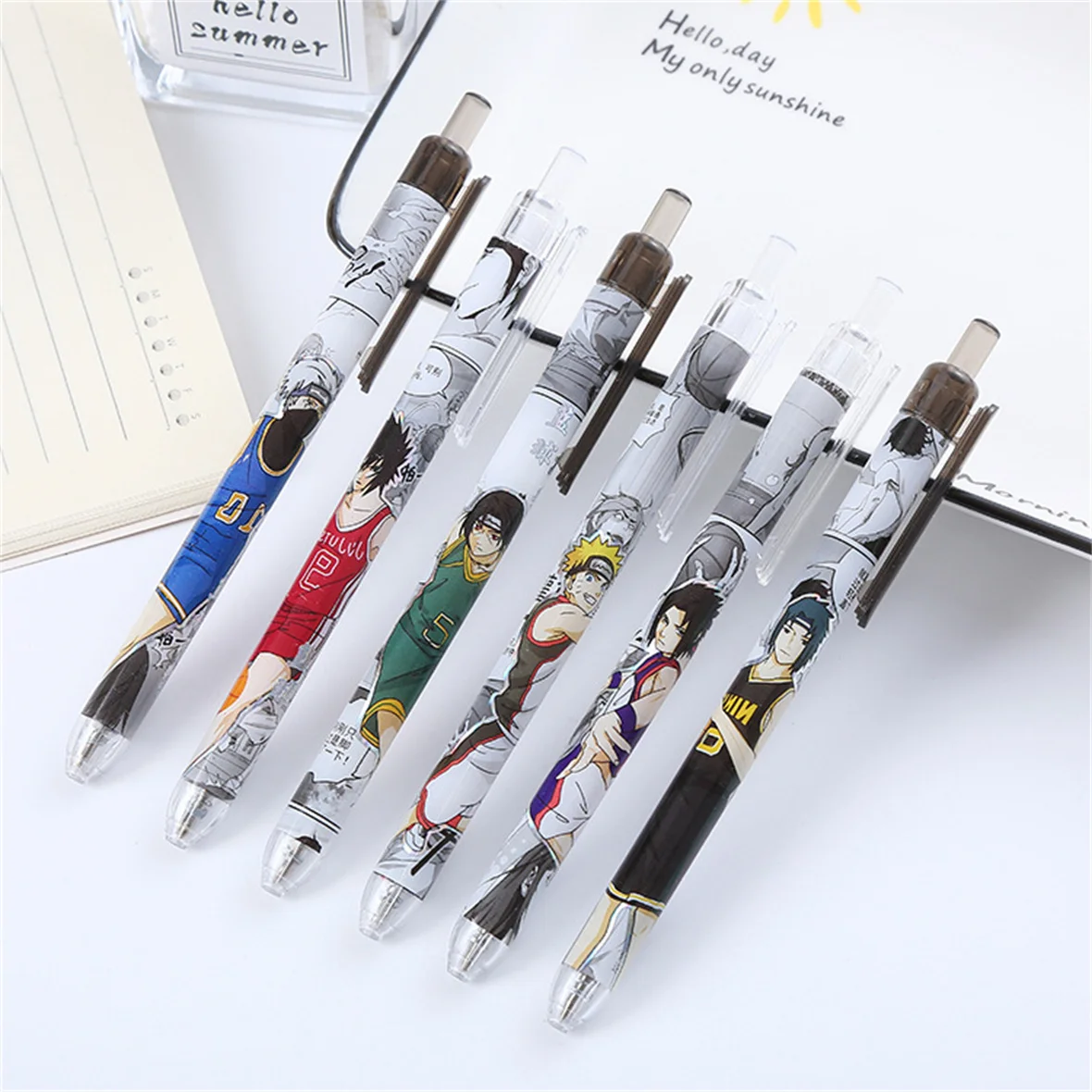 

10 Cartoon High Beauty Basketball Press Pen Black Neutral Pen Boys Learning Supplies Office Stationery