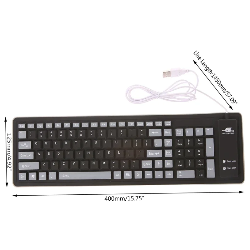 접이식 실리콘 키보드 USB 유선 103 키 방수 롤업 자동 타이핑 소프트 PC 노트북 용 터치 키보드 용