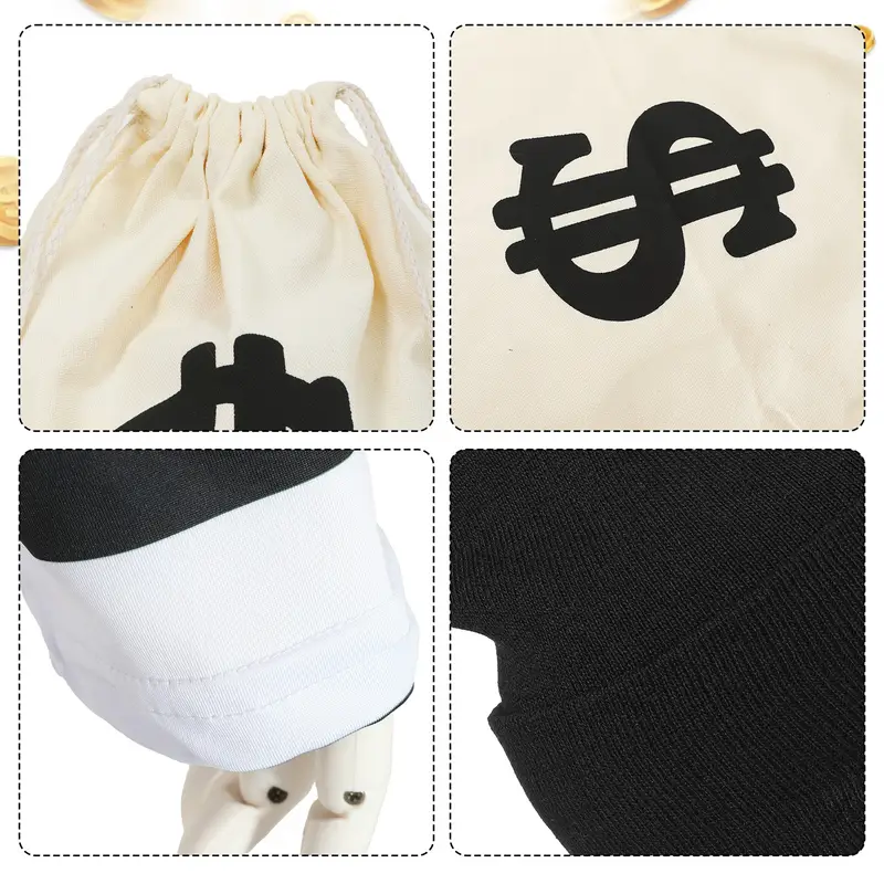 Boys Girls Robber Costume Girls Thief Accessories Jail Prisoner Costume Striped Top Sock Halloween Outfit Cosplay Props - Image 4