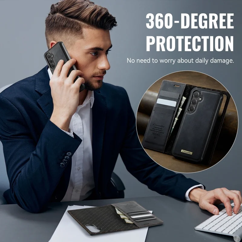 Magnetic Wireless Charging Leather Wallet Phone Case Cover