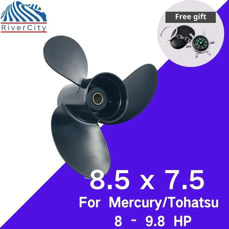 Boat Propeller 8.5x7.5 For Tohatsu Nissan 8hp 9.8hp Outboard Screw Boat Motor Aluminum Alloy Propeller 3 Blade 12 Spline