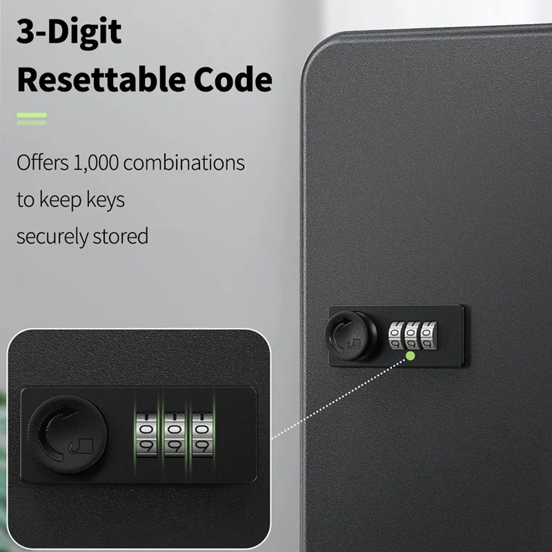Armoire Pour Clés à Combinaison,Fixation Murale Armoires à Clés, Jusqu'à 28 Clés,60 étiquettes Pour Clés,Boîte à Clés Moderne Avec Serrure à Code Numérique,Tôle D'Acier,Blanc Mat
