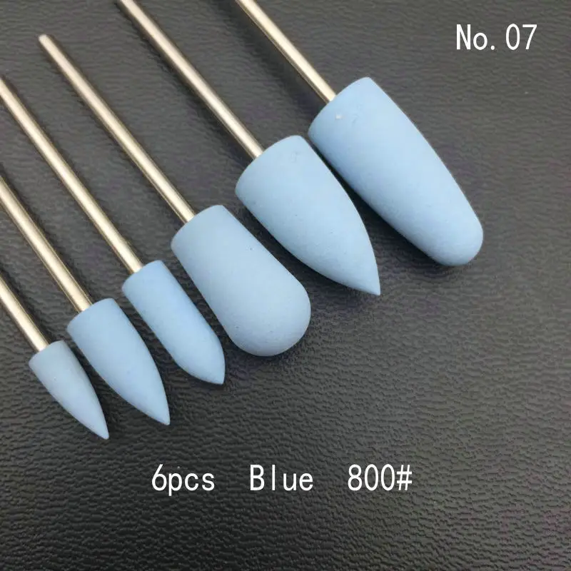 6-Piece Rubber Silicone Nail Drill Bit Set for Manicure and Polishing
