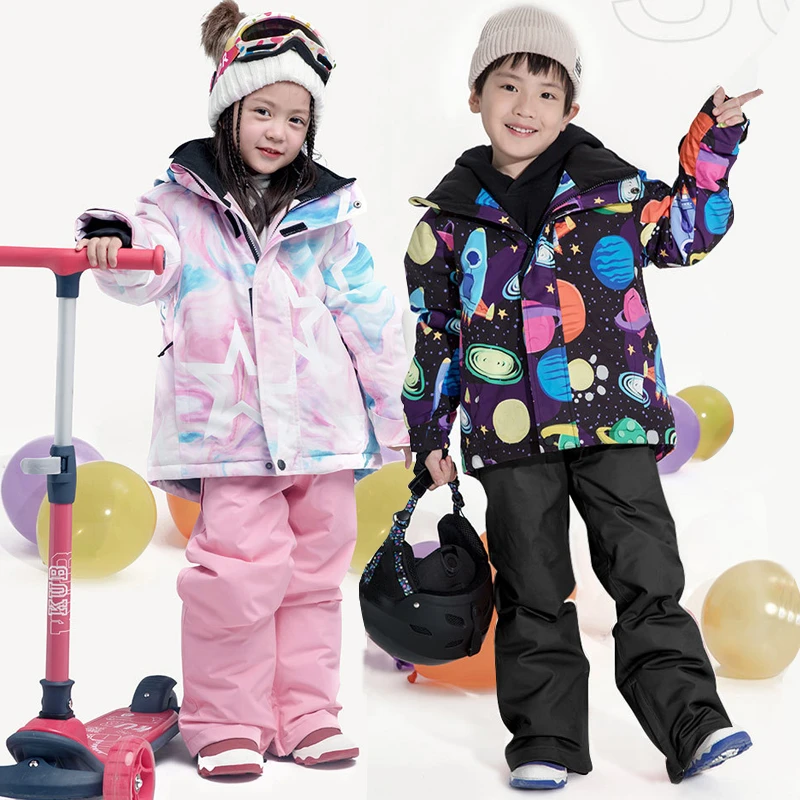 triángulo Buscar Exagerar Trajes de nieve para niño y niña, chaqueta de calentamiento, pantalones,  ropa de esquí, impermeable, chándal de Snowboard para bebé, invierno, 2022|  | - AliExpress