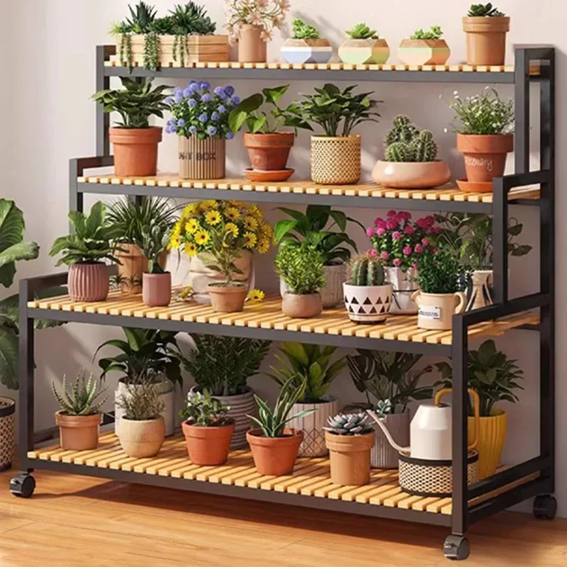 Outdoor Plant Shelf Rack Flowers Universal Square Plant Shelf Rack Tiered Bamboo Garden Furniture
