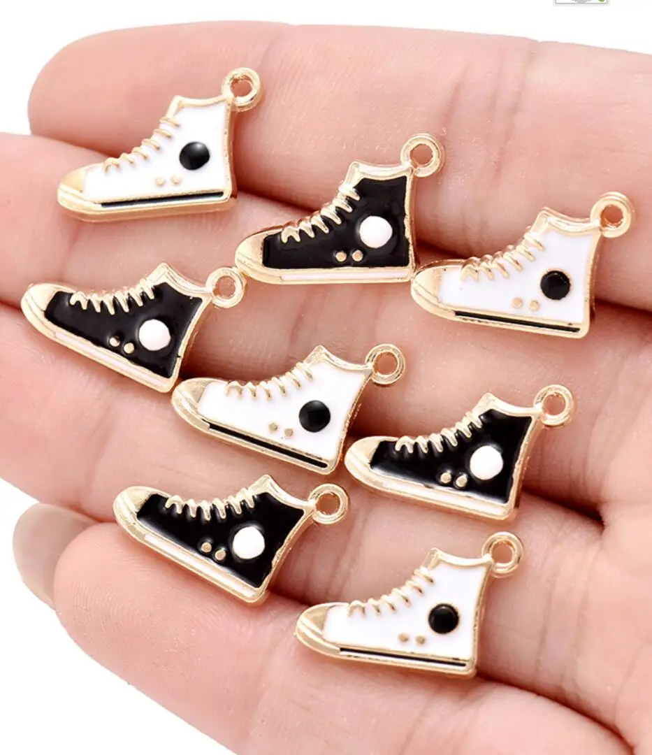 100pcs 19*12mm Enamel Gym Sports Shoes Charms Pendants for Bracelets Earrings Sneaker Charms Handmade Jewelry  DIY Making F0730