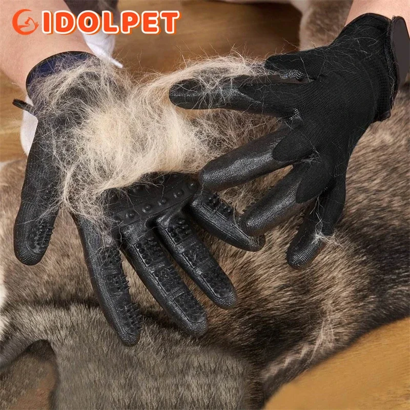 Pet Grooming Gloves Shedding Bathing Hair Remover Gloves Pet Shower Cat Dog Hair Deshedding Brush Rubber Remover Brush
