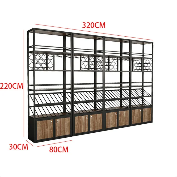 Restaurant Wine Rack, Retro Industrial Style Bar Wine Display Cabinet, Floor-to-ceiling Multi-layer Rack