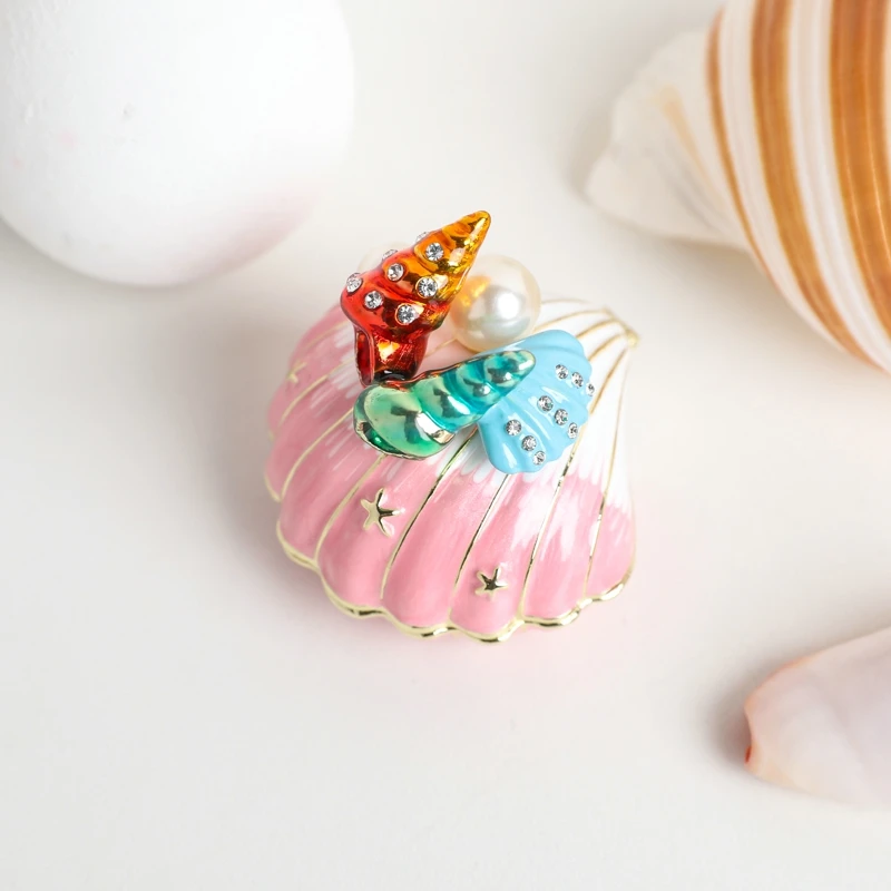 

SHINNYGIFTS новый стиль океан эмаль ракушки безделушка Коробка кольцо Ювелирная коллекция подарок на день Святого Валентина