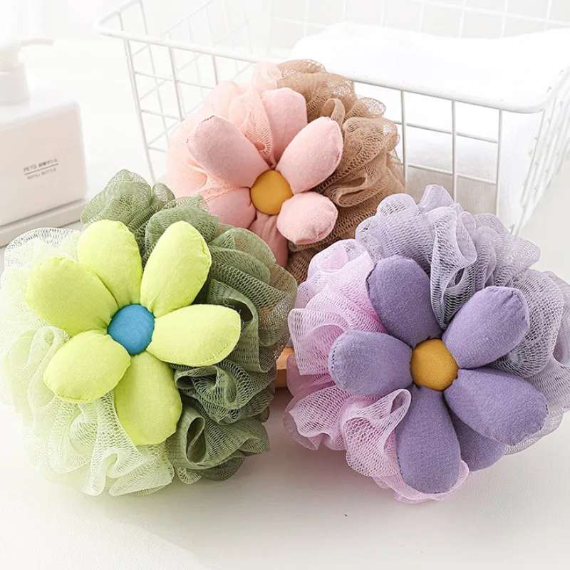 

Flowers Bath Sponge Balls Nylon Cleaning Brush Shower Puff Bath Ball Body Cleaners Exfoliating Scrubbers Soft Mesh Bath Supplies