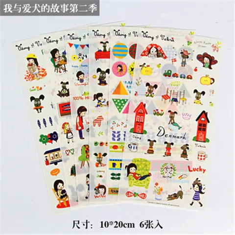 6pcs/lot  Waterproof Cartoon Cute Transparent Diy Decoration Stickers Korea Hand Account Stickers Kawaii Plastic Cup Stickers K