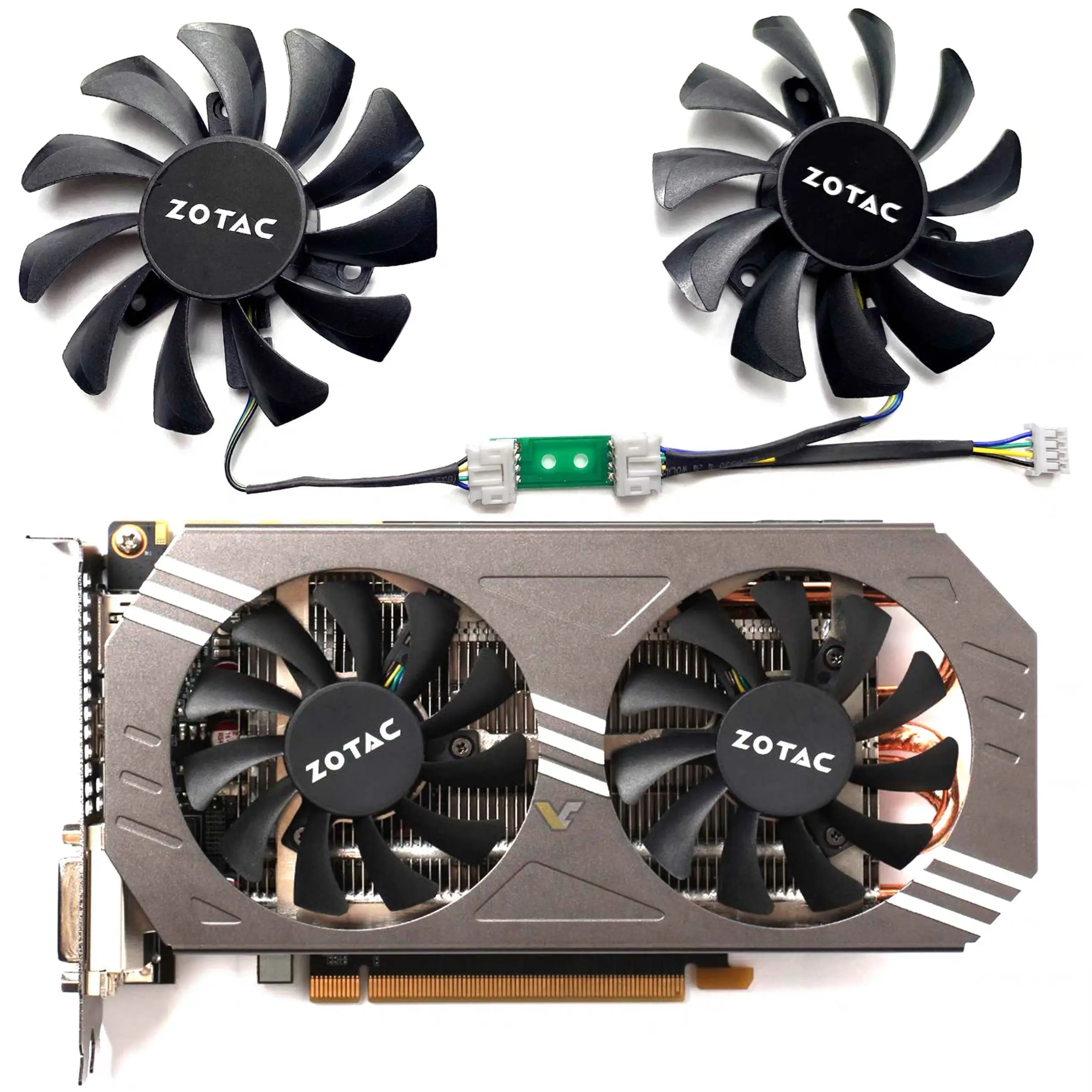 

2PCS GA81S2U GA81O2U 75MM 4PIN DC 12V 0.38A GTX970 GPU Cooler for Zotac GTX 660Ti 650Ti Boost GTX 970 Graphics Card Cooling Fan