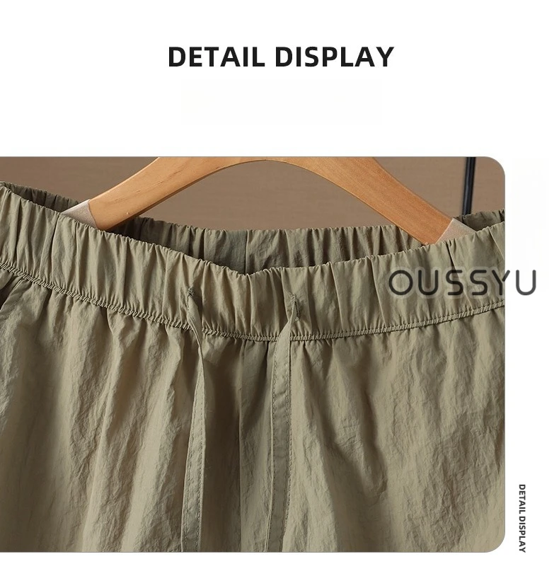 Markenkleidung Sommer Dünne Herren Outdoor Schnelltrocknende Wander-Shorts Elastischer Bund Kordelzug Cargo Freizeit-Shorts Khaki Grau Blau – Detail 15