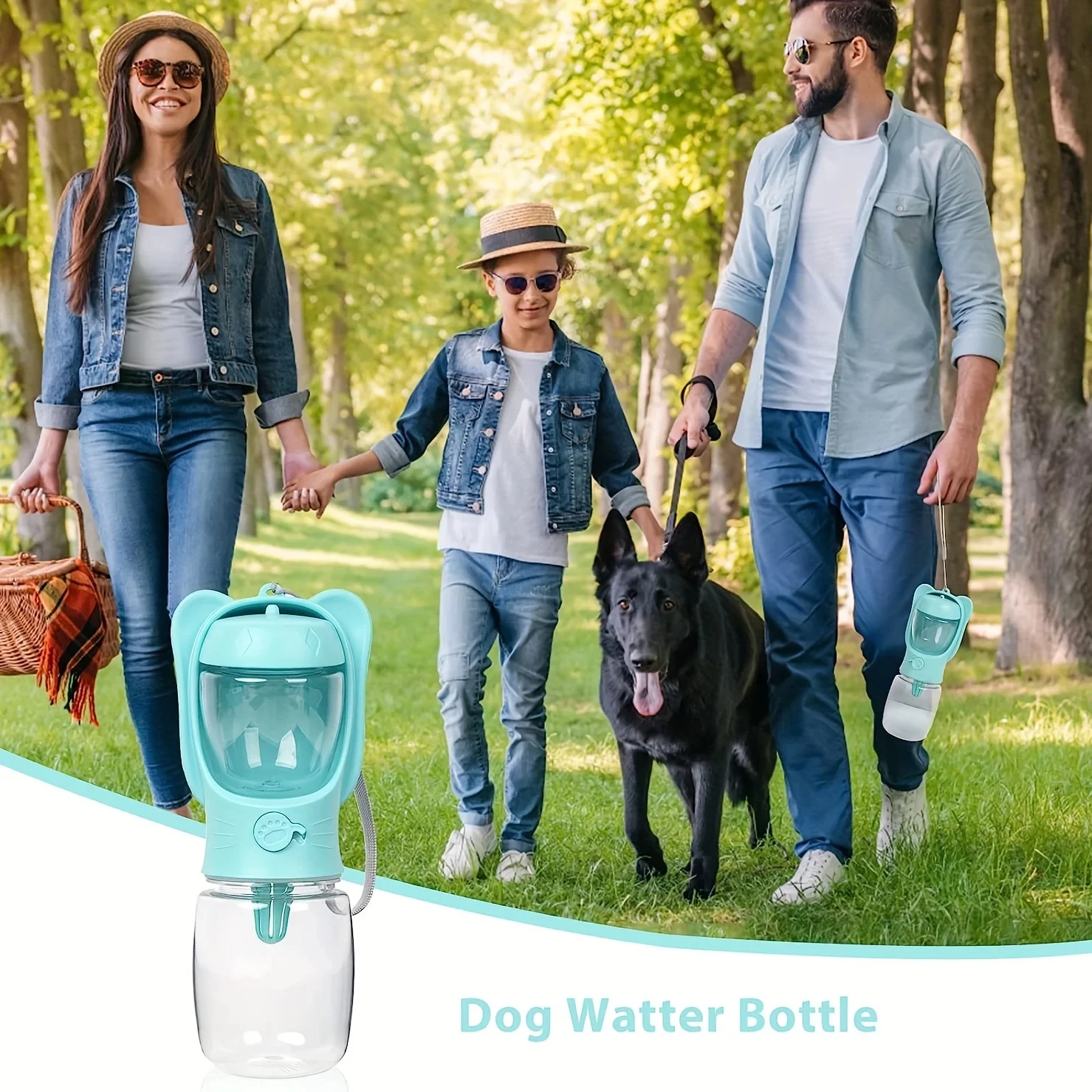 Pes voda láhev 2 v 1 přenosné voda rychlovarná konvice s odnímatelný pes jídlo nádobu protékání bezpečný outdoorové zvířátko kocour pes voda láhev