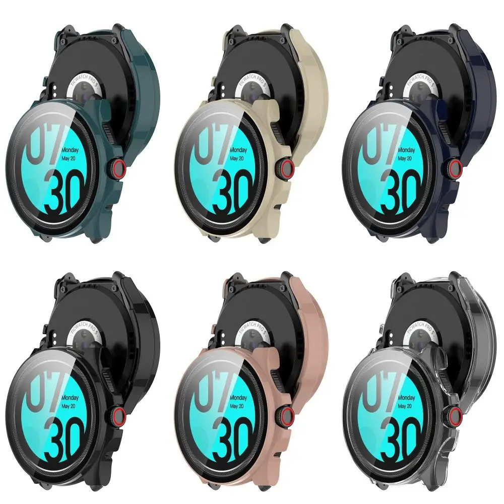 PC Protective Case Screen Protector Case Cover Tempered Glass Film For Ticwatch Pro 5
