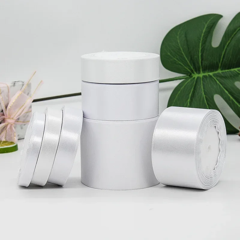 3mm~80mm White Polyester Satin Ribbon Gift Wrapping DIY Christmas Ribbons Home Decor Gift Flowers Hair Accessory