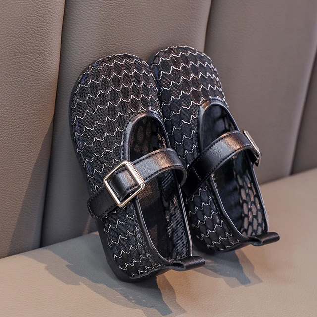 Summer Girl's Sandals Net Fabric Solid Color Breathable Flat Children Sliders Hook-loop Cover Toe Daily Leisure Kids Shoes 26-36 3