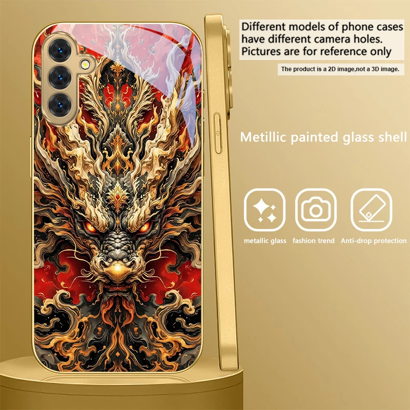 Majestic Golden Eastern Dragon Glass Phone Case