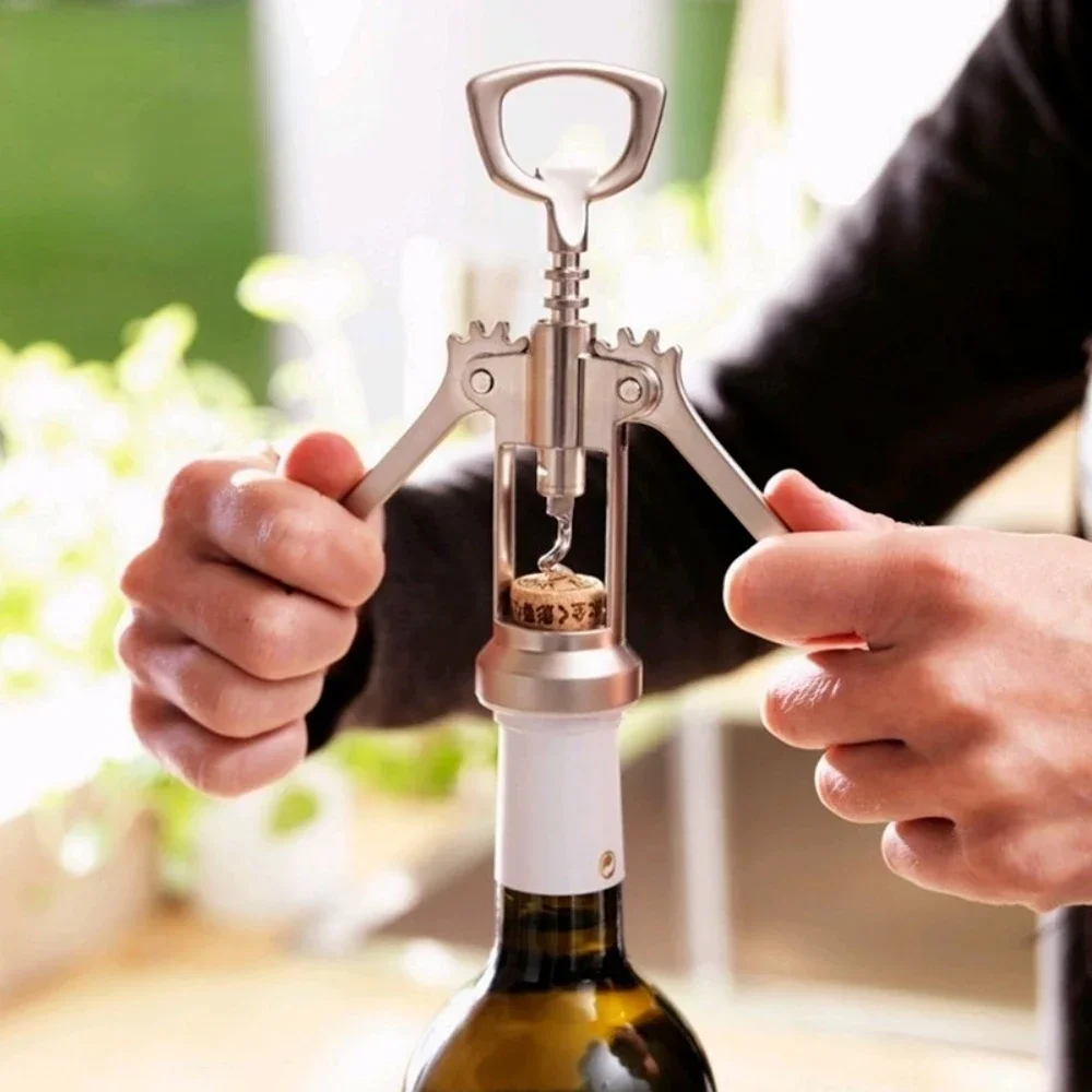 

Bottle opener, stainless steel kitchen gadget, red wine bottle, wing style metal sommelier, cork stopper, beer bottle, dual use
