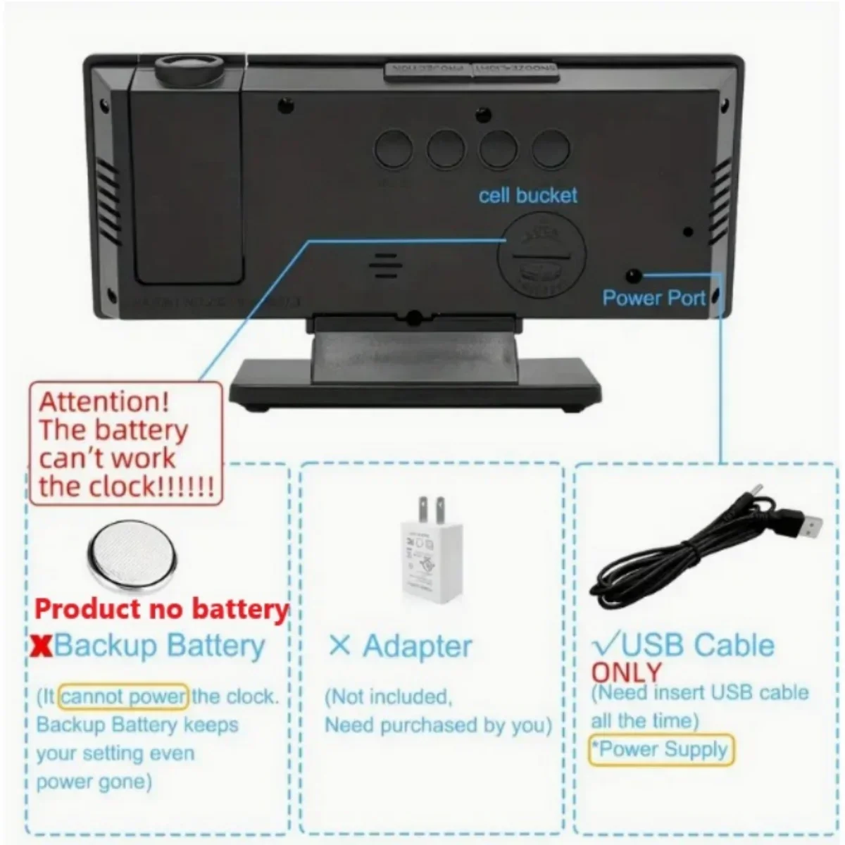 قطعة واحدة من ساعة المنبه الذكية متعددة الوظائف بم...