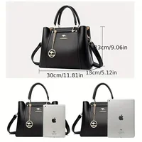 Fashion Women Soft PU Leather Handle Handbag Designer Shoulder Crossbody Bag Ladies Large Capacity Shopping Messenger Tote Bag - Image 2