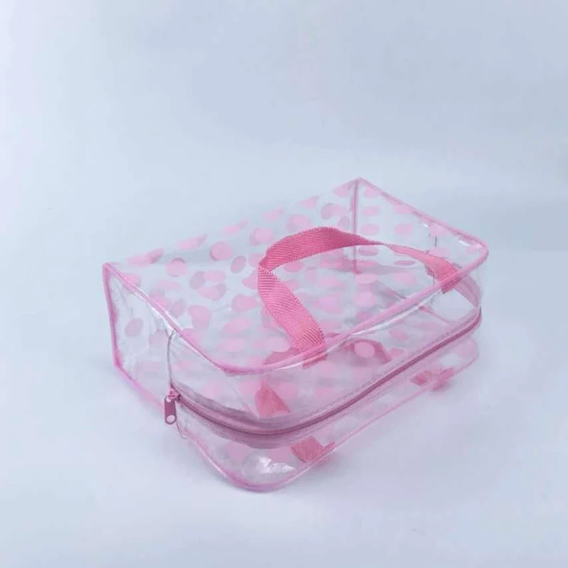 Travel Washing Toiletry Shower Storage Pouches Transparent PVC Makeup Bags Portable Women's Apple Dot Waterproof Cosmetic Bag