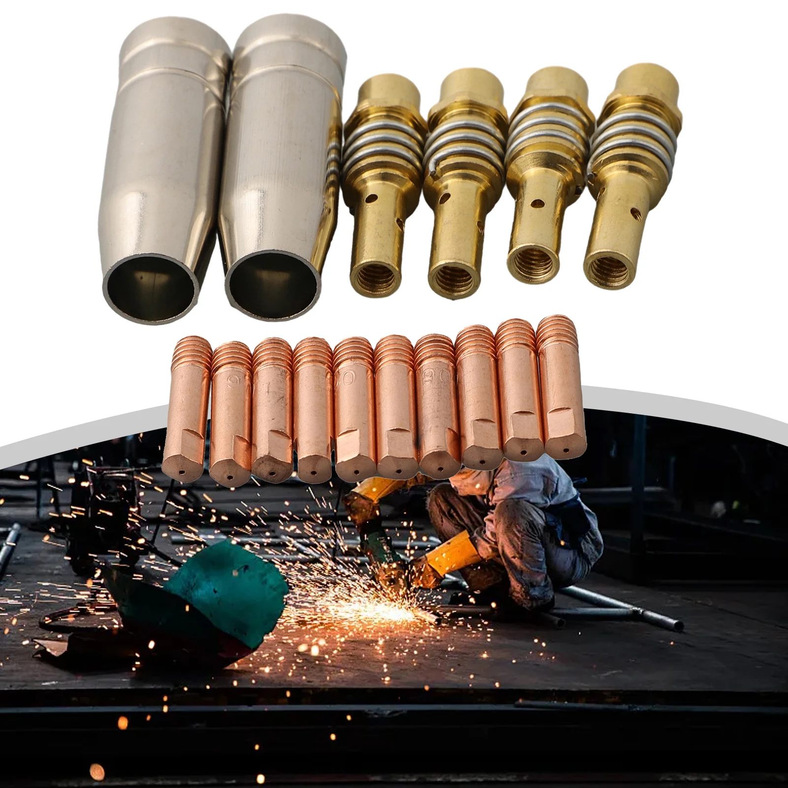 

Tip Holder Welding 0.6-1.2mm 15AK MIG Welding Contact Tip 16 Pieces/set For Mitech For Riland For Rilon MIG Welding