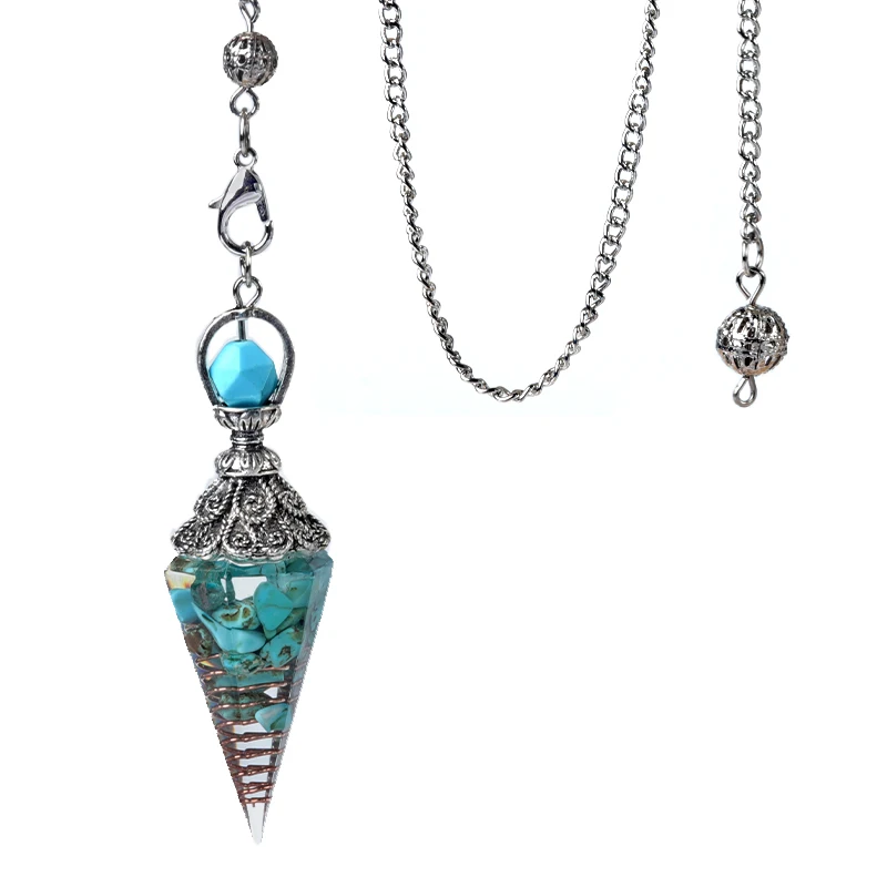Natural Crystal Agates Pendulum Ornament Three Phases Hexagonal Cone Charms Quartz Amulet Divination Healings