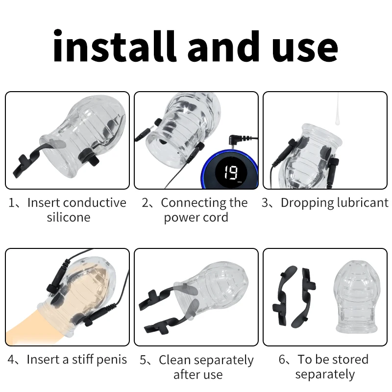 Electric Sex Toys Estim Electric Shock Penis Ring Electro Trainer Massage Cup Chastity Penis Seelve Cockring For Men