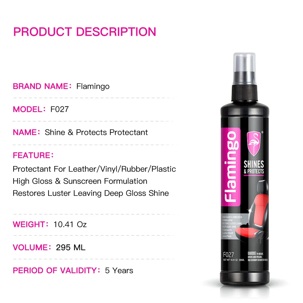 Car Restorer Paste Flamingo F027 295ml Plastic Leather Restorer Quick Coat Liquid Wax