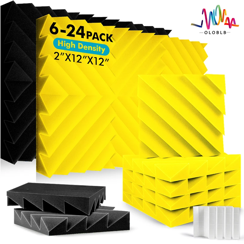 

Soundproof Pad Insulation 6/12/24 Pcs, Self-adhesive Panel Sound-absorbing Material, High Density Foam Padding Isolation Wall