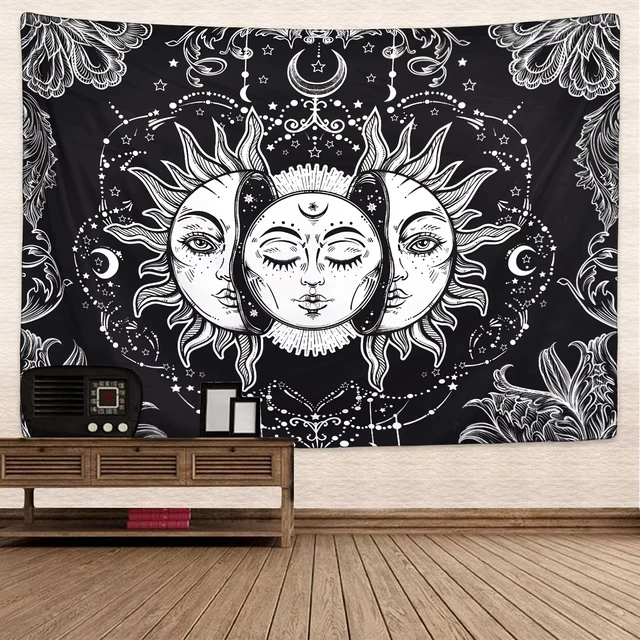 VIKAMA – tapisserie brodée étoile et lune, Constellation Boho, décoration de salon, chambre à coucher, salle de méditation 3