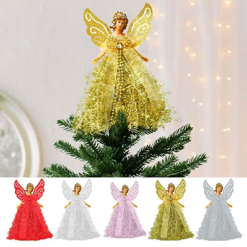 

Christmas Tree Angel Topper Treetop Princess Figurine With Wings Elegant 8in Christmas Tree Decorations Party Favors For Home