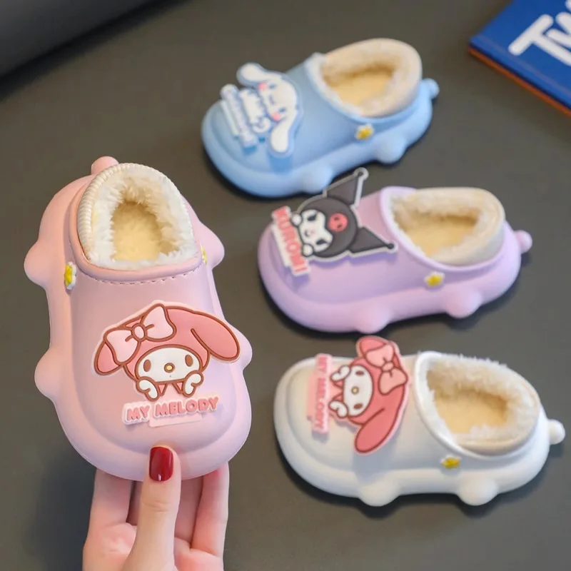 

New Kawaii Sanrio Cinnamoroll Kuromi My Melody Hello Kitty Slippers Cute Anime Warm Non-Slip Home Shoes Toys Funny Baby Gift Y2K