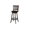 Bar Stool, Set Of 2, Swivel, Bar Height, Brown Wood, Black Leather Look, Transitional 1