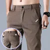 Lyocell Men Casual Pants Summer Thin Slim Business Trousers Elastic Fashion Straight Male Skinny Small Feet Pants