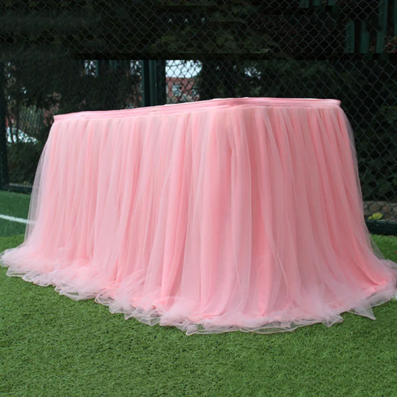 Table Skirt 100*75cm Party Table Skirt Tulle Table Cloth for Wedding Christmas Baby Shower Birthday Events Banquet Decor Home Decor